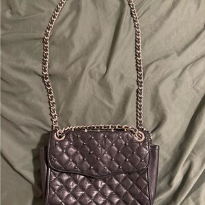 Rebecca Minkoff Quilted Black Leather Crossbody Bag with Chain Strap